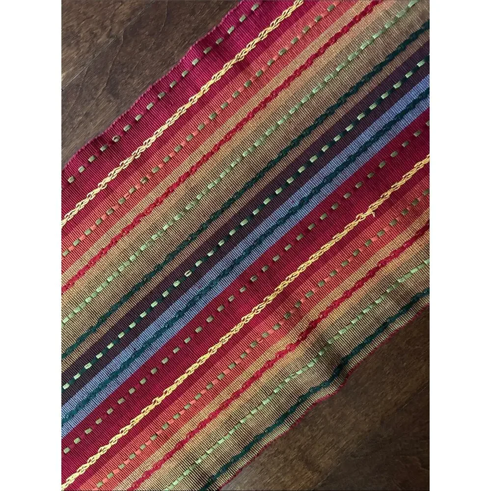 Woven Multicolored Striped Runner for Kitchen Table, Perfect for Summer